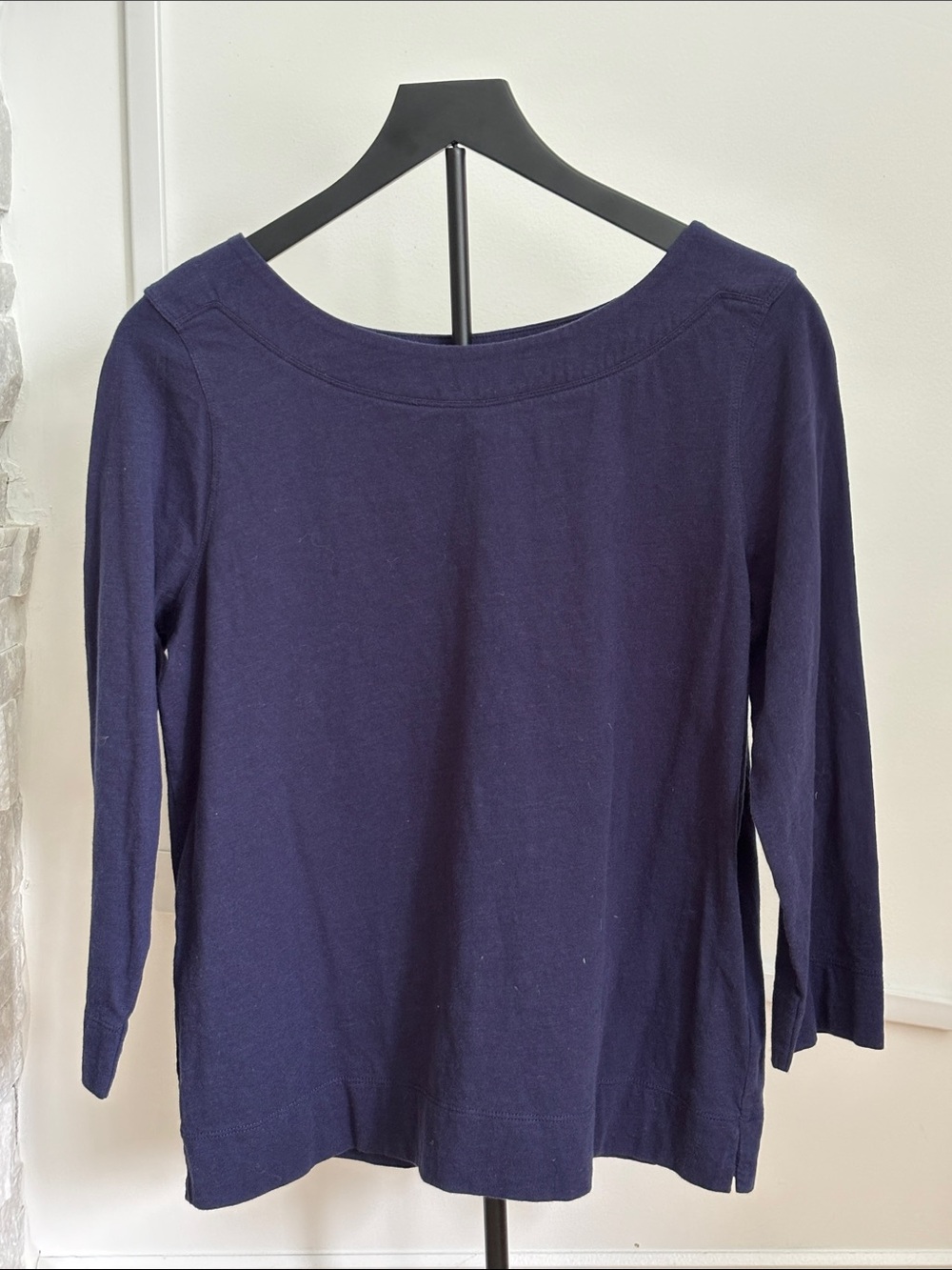 Hobbs Navy Boatneck Long Sleeve Top